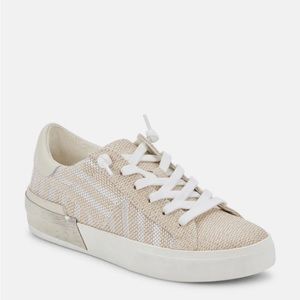 Dolce Vita Zina White Stripe Raffia Sneaker
